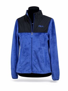 Fila Women’s Fleece Jacket XS Blue Black Zip Up Lightweight Athletic Casual